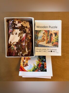 Wooden Jigsaw Puzzle, Scenic Coastal Village